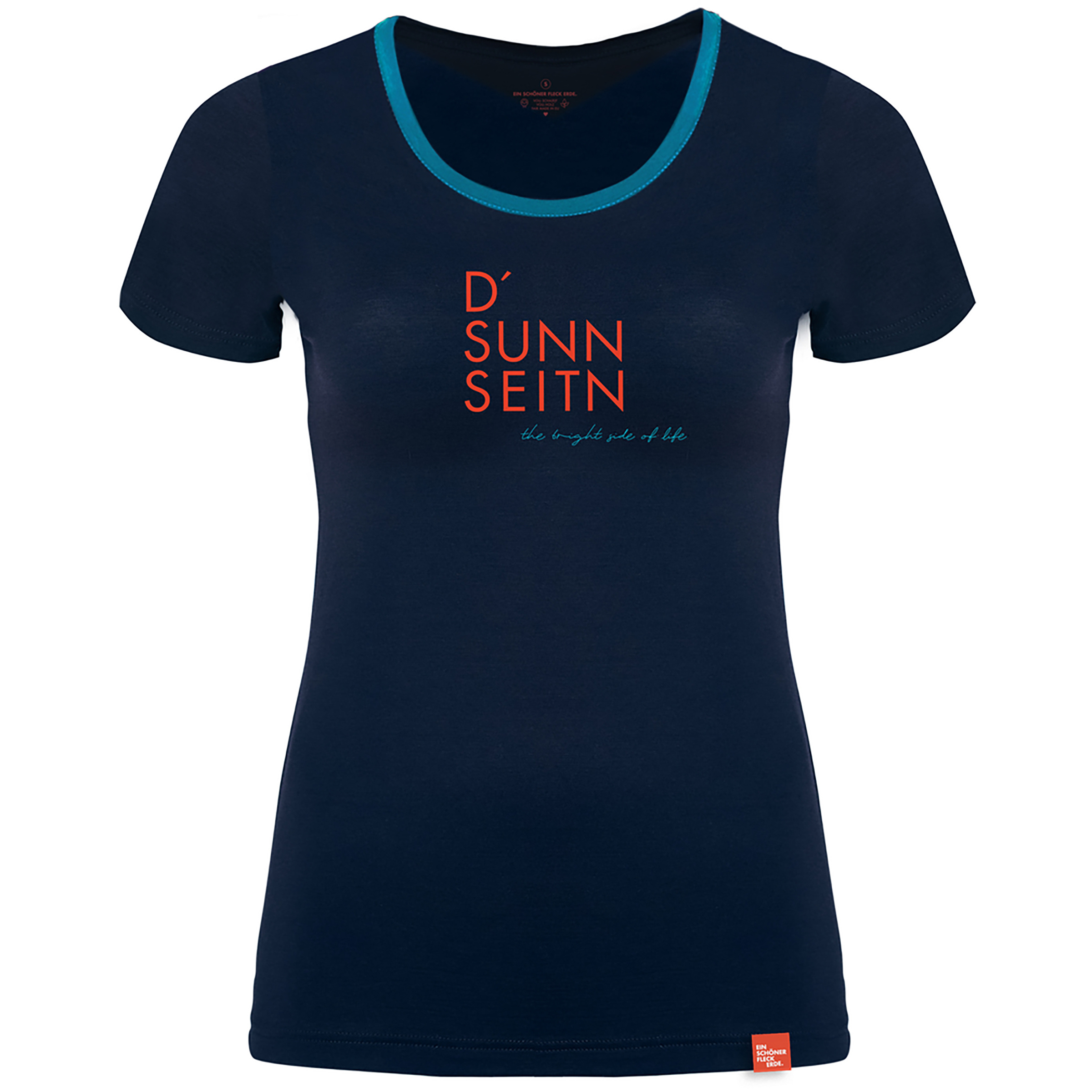 Ein schöner Fleck Erde D'Sunnseitn Damen T-Shirts blau Größe L Lifestyle Hautfreundlich Merinowolle | Lyocell (Tencel)