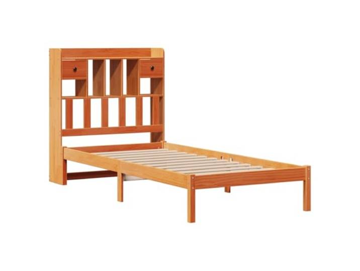 vidaXL Massivholzbett mit Regal ohne Matratze Wachsbraun 100x200 cm
