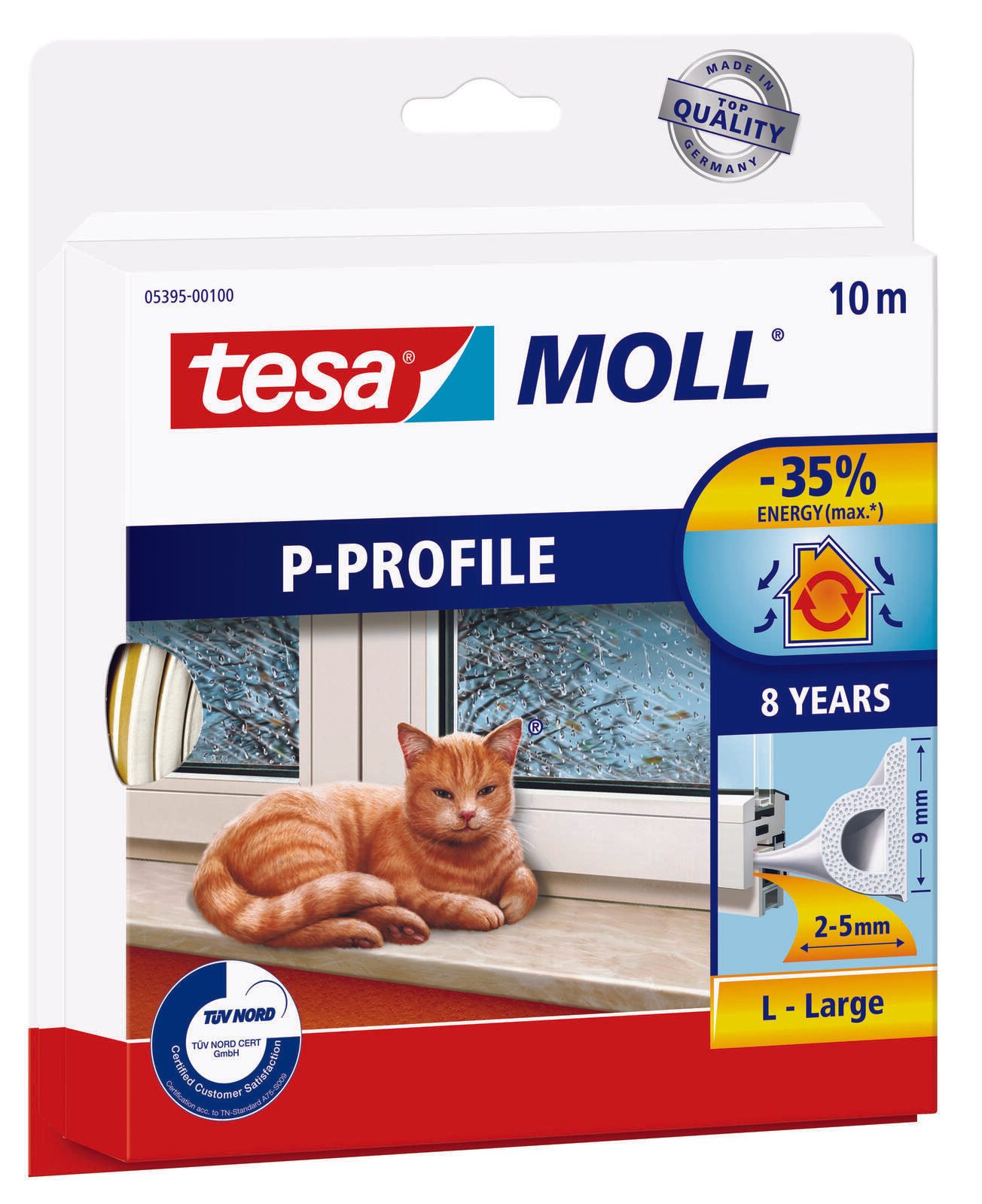 tesa Dichtungsbänder P-Profil 9 mm x 10 m weiß 05395-00100-03