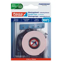 tesa doppelseitiges Klebeband Montageband Ultra Stark Fliese & Metall 19,0 mm x 1,5 m