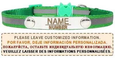 Uplift Essentials Reflective Personalized Breakaway Cat Collar green