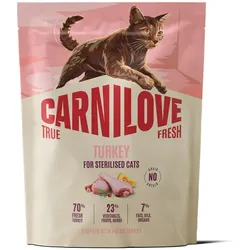 CARNILOVE TRUE FRESH Trockenfutter für Katzen – Truthahn für kastrierte erwachsene Katzen aller Rassen 400g