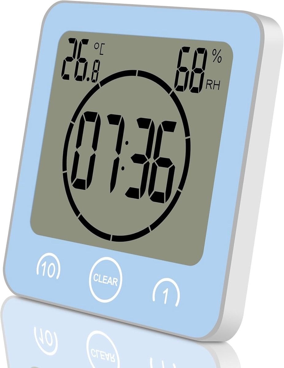 Digitale Badkamer Klok met Suction Cup, Waterdicht, Thermometer en Countdown Timer voor Muur en Douche