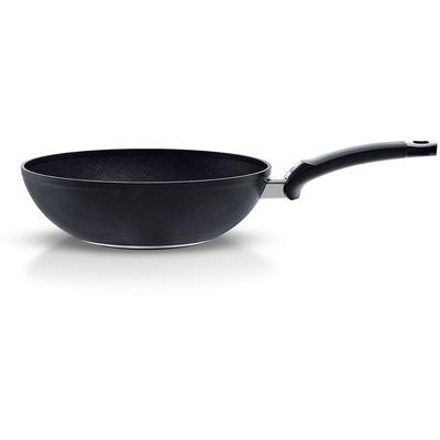 Wok FISSLER "Adamant", schwarz, H:12,5cm L:46cm Ø:26cm, Pfannen, Wok, kratzfest, Made in Germany