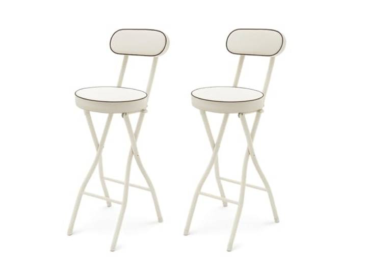 Chynalys Klappbar Barhocker 2er Set Klappbarer Stehhocker Barhocker mit Lehne, 65cm hoch, Hochstuhl Klappbar Stehhilfe, Bar Hocker für Bar und Tresen, Tragkraft 125KG (Weiß)