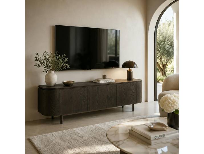 Meuble Tv Design En Chêne Brun 3 Portes Loren