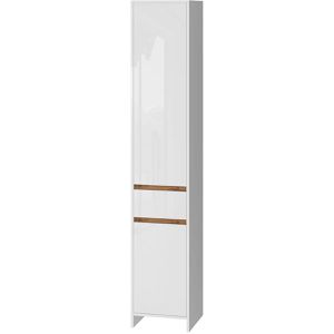 Vicco Badschrank Detmold, hochglanz weiß, mit 2 Türen & Schublade, (B/H/T) 35 x 190 x 35 cm