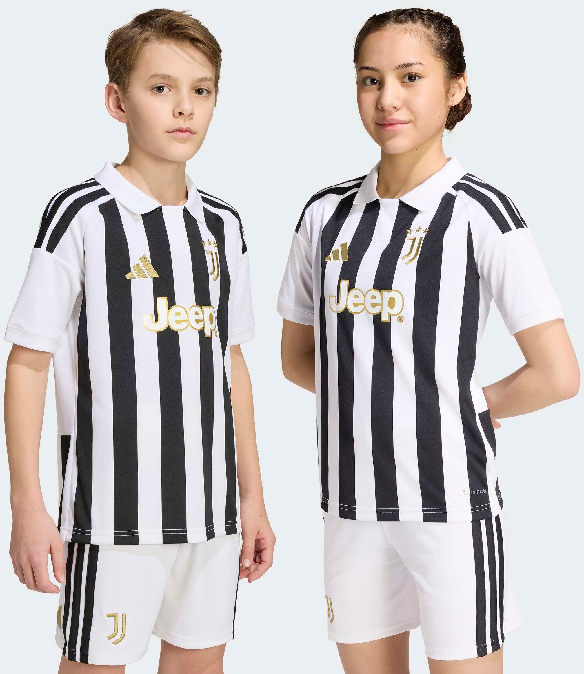 Fußballtrikot ADIDAS PERFORMANCE "JUVENTUS TURIN 26/27 KIDS HEIMTRIKOT", Kinder, Gr. 164, schwarz-weiß (weiß, schwarz), Obermaterial: 100% Polyester, Trikots Fußballtrikot, mit Climacool Technologie, mit traditionellem Kragen, mit 3-Streifen