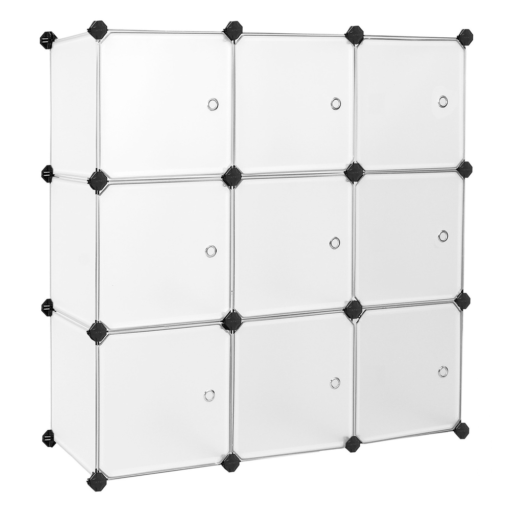 SONGMICS Steckregal mit Türen 9 Würfel Weiß LPC116WS