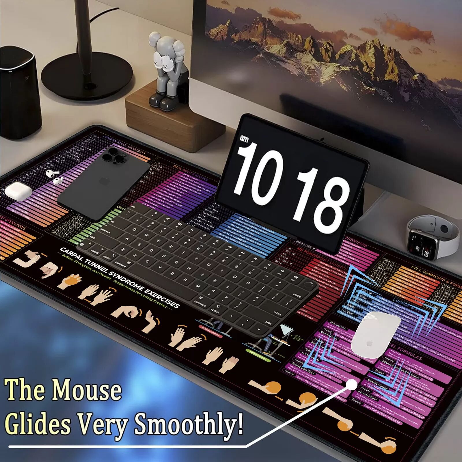 INF 13-in-1 Erweitertes Gaming-Mauspad mit rutschfester Gummibasis und Stoffoberfläche 4 mm