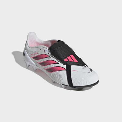 Fußballschuh ADIDAS PERFORMANCE "PREDATOR LEAGUE KIDS, FESTE BÖDEN, UMSCHLAGBARE ZUNGE", Herren, Gr. 33, pink (cloud weiß, solar turbo, core schwarz), Synthetik, Textil, Schuhe Fußballschuh, für Rasen und feste Böden, gespielt bei der WM