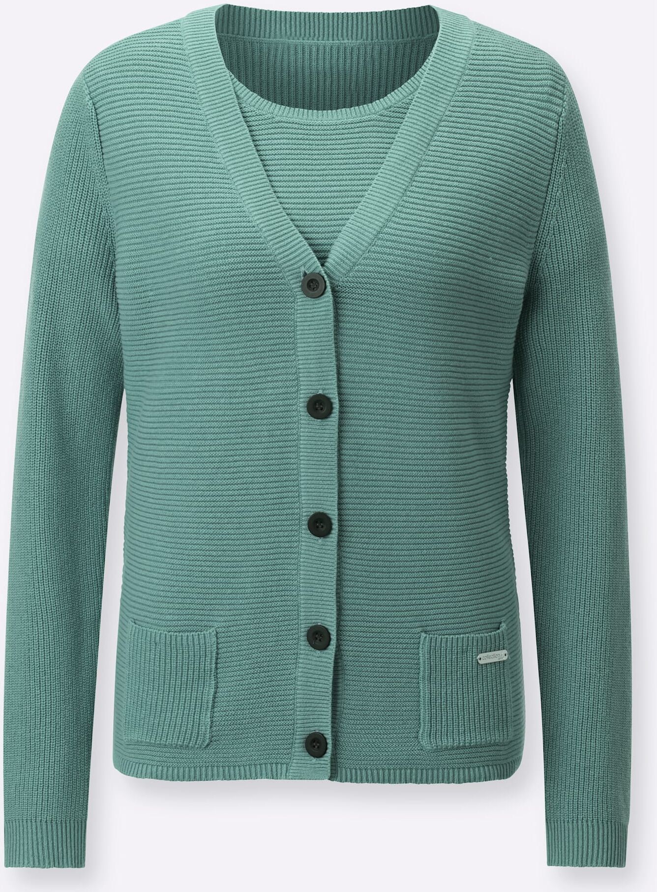 Strickpullover CASUAL LOOKS "Twinset", Damen, Gr. 40, grün (jade), 100% Baumwolle, unifarben, Pullover Strickpullover jade 40