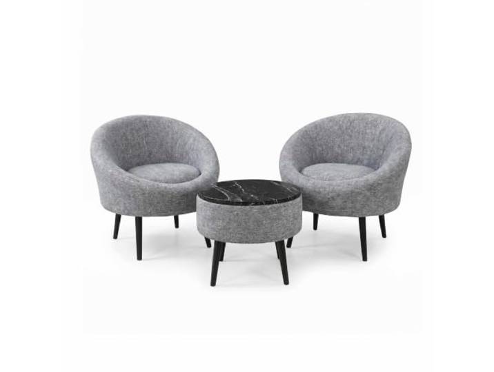 Hanah Home Elegant Wing Chair & Coffee Table Set (3 Pieces), Grey, 100% Linen & Ash Tree 18mm Melamine Coated Perfect for Modern Living Spaces
