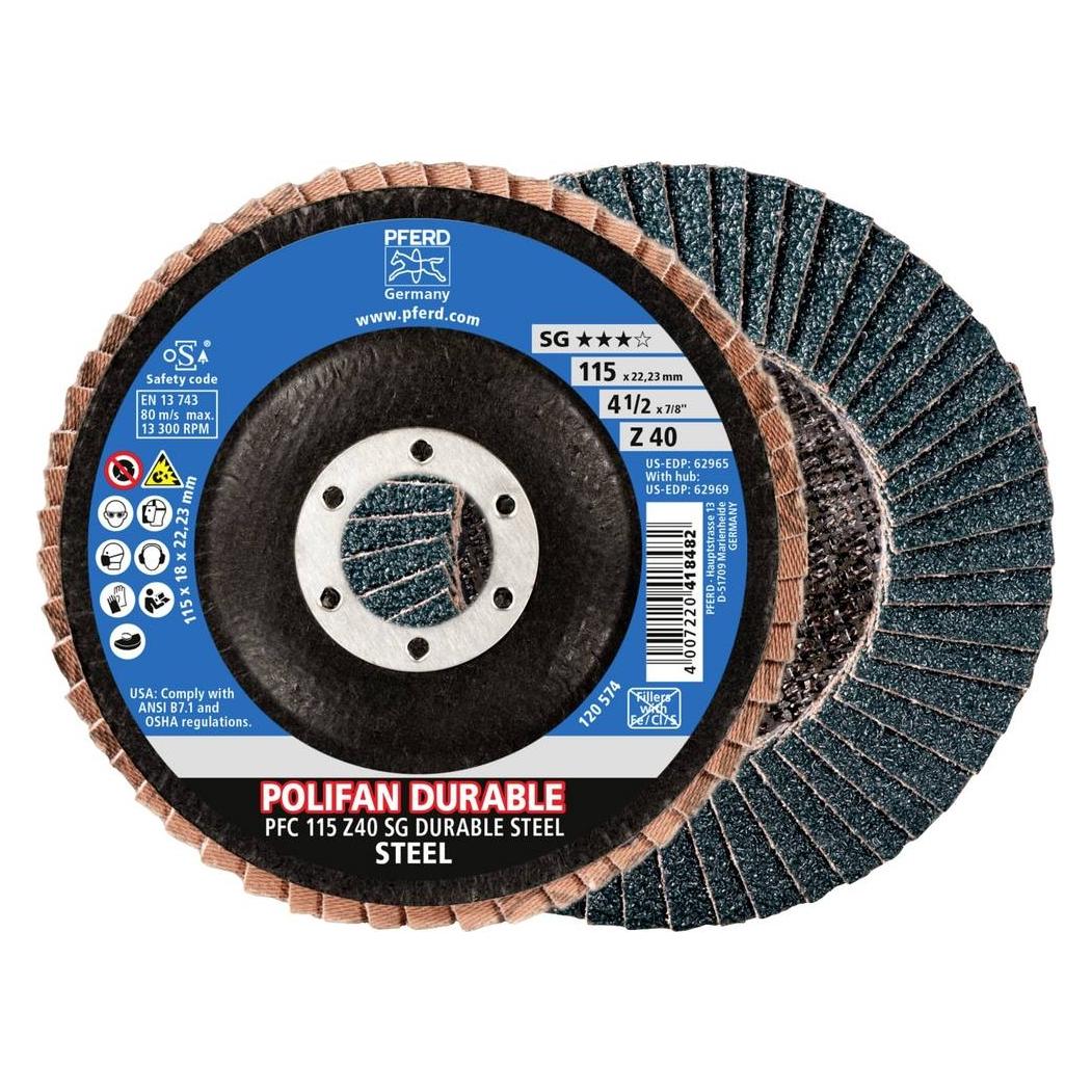 Pferd 67782114 PFC 115 Z40 SG DURABLE STEEL Fächerschleifscheibe Durchmesser 115 mm Bo (40) (67782114)