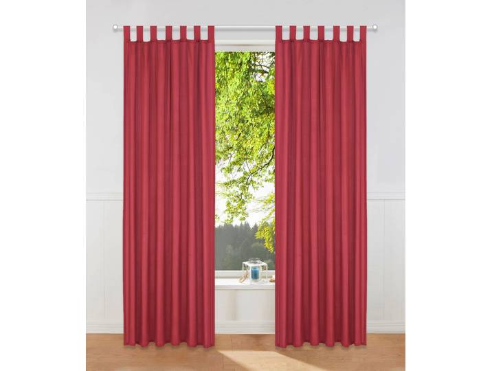 Vorhang GOODPRODUCT Raja mit Schlaufen, 2er Pack, blickdicht, Topseller Gr. 3, rot, B:140cm H:225cm, Polyester, Recyceltes Material, Gardinen, Vorhang, 2er-Set, Bestseller, einfarbig, modern, pflegeleichte Mikrofaser