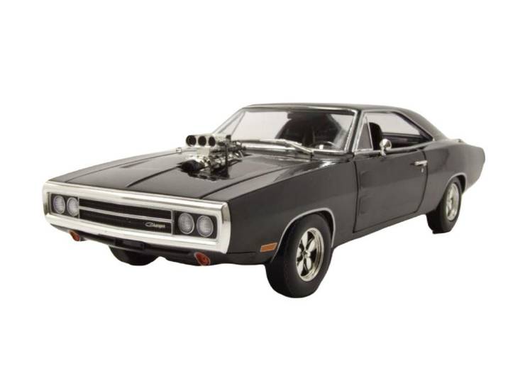 GREENLIGHT collectibles Modellauto Dodge Charger 1970 schwarz mit Blown Engine, Maßstab 1:18
