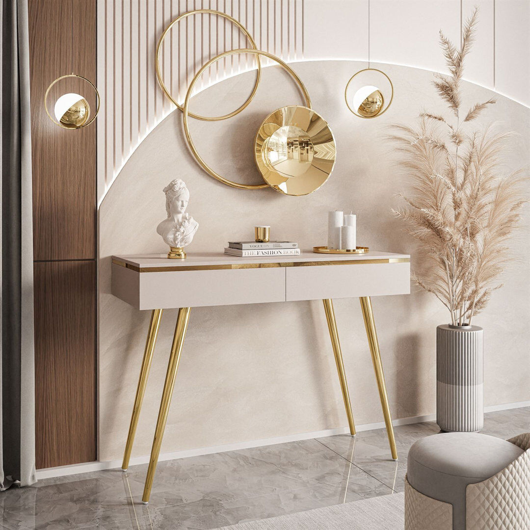 Fairmont Park Dressing Table Storage Included cashmire 80cm H X 102cm W X 43.6cm D
