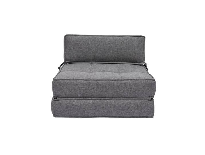 Chauffeuse 1 place convertible en tissu gris KATY