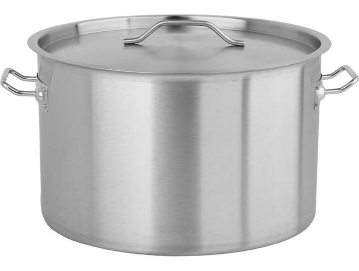 TRIZERATOP Kochtopf Niedriger Edelstahl-Gastro-Topf mit Deckel 38 x 24 cm, 27 l, (Niedriger Edelstahl-Gastro-Topf mit Deckel 38 x 24 cm, 27 l, Niedriger Edelstahl-Gastro-Topf mit Deckel 38 x 24 cm, 27 l), satiniert