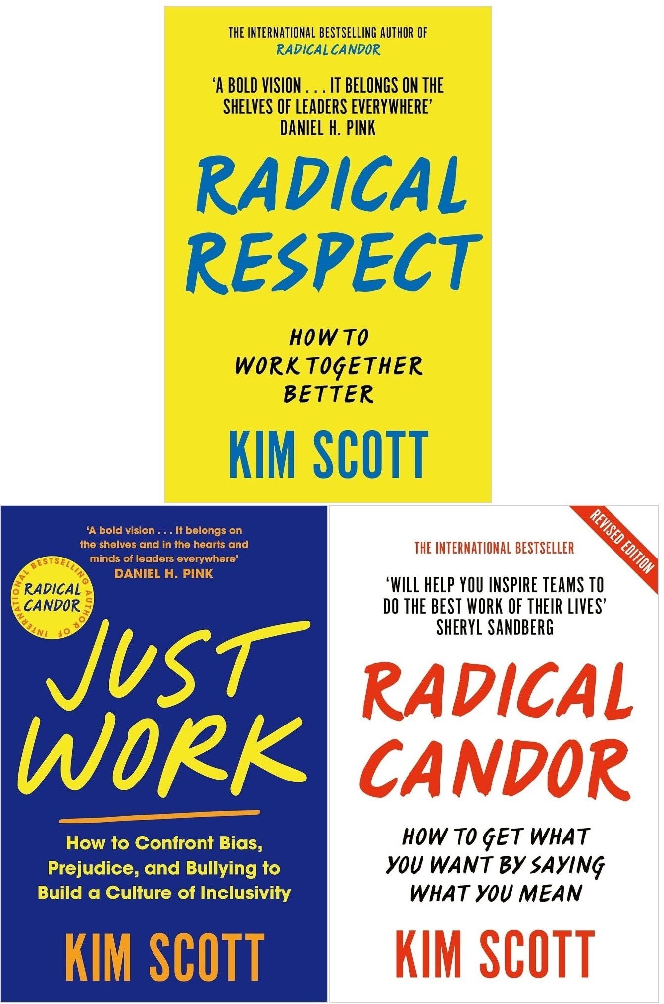 MACMILLAN Kim Scott Collection 3 Books Set (Radical Respect, Radical Candor & Just Work)
