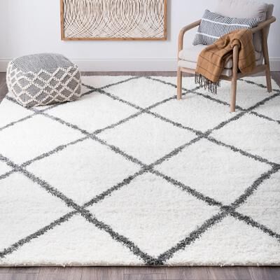 Alise Rugs Sohni Shag Farmhouse Diamond Indoor Area Rug