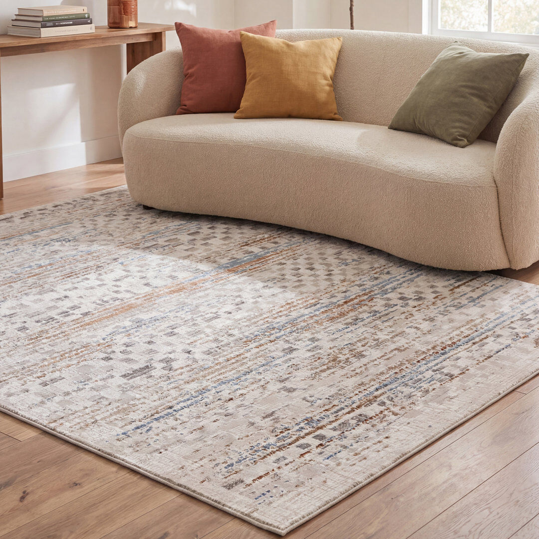 Ebern Designs Rybolt Rectangle Abstract Dhurrie Area Rug Beige Rectangle 120 x 160 cm