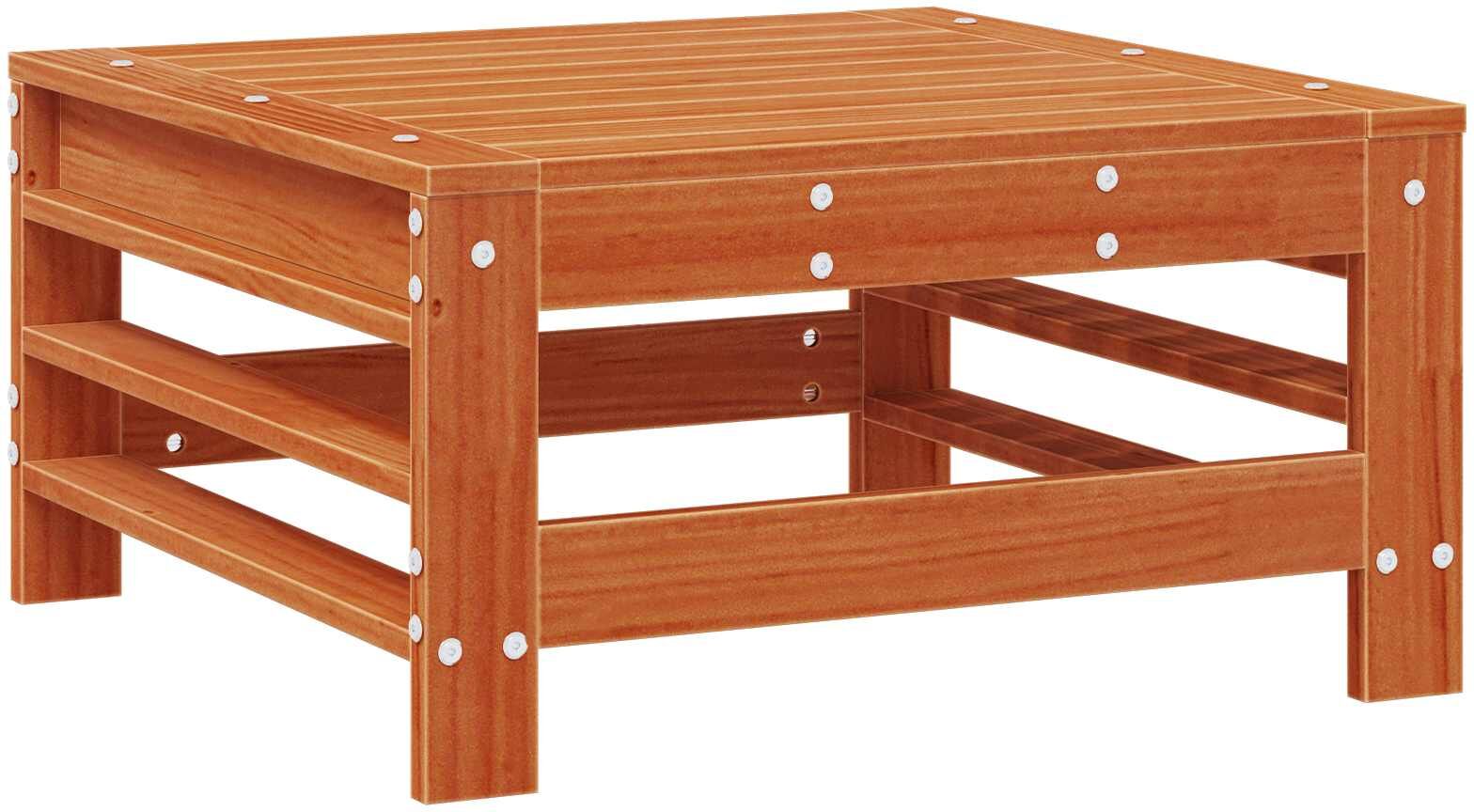 vidaXL Garden Footrest Pin massif Brun Ciré