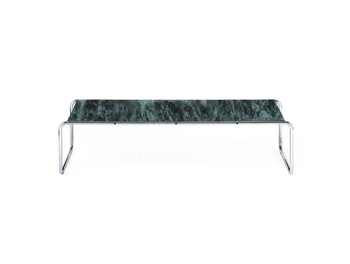 KNOLL table basse rectangulaire LACCIO (Verde Alpi - Marbre et acier chromé)