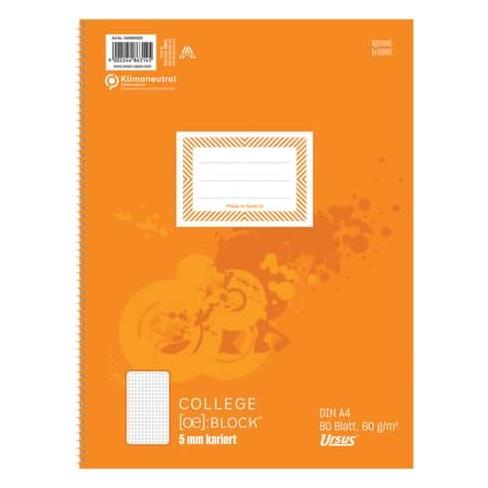 Ursus Collegeblock (A4, Kariert, Liniert, Harter Einband) (40993020)