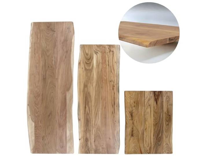 trelevo Holzplatte 140x60 cm Akazienholz massiv naturfarben Baumkante 26mm, Tischplatte, Baumkantenplatte für Beistelltisch, Couchtisch, Nachttisch