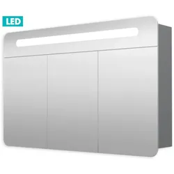 Spiegelschrank 100 cm, 3 Türen, LED-Beleuchtung, Steckdose+Schalter, IP44 GALPIR100LED