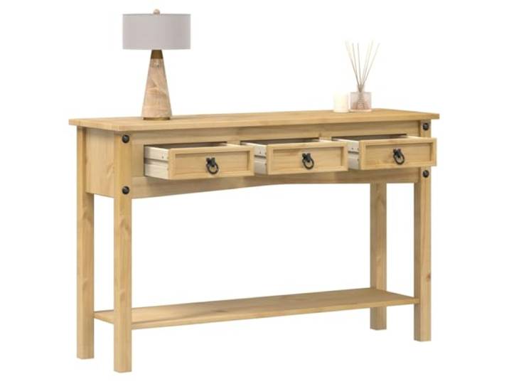 GPWERSDF Konsolentisch Massivholz Kiefer 114x34,5x73 cm 3 Schubladen, Unteres Regal, Metallgriffe, Robust, Stabil, Flurtisch