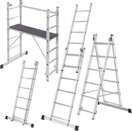 Famanu Mehrzweck-Aluminiumsteiger mit Plattform und Antirutschfüßen - 114 x 214 cm