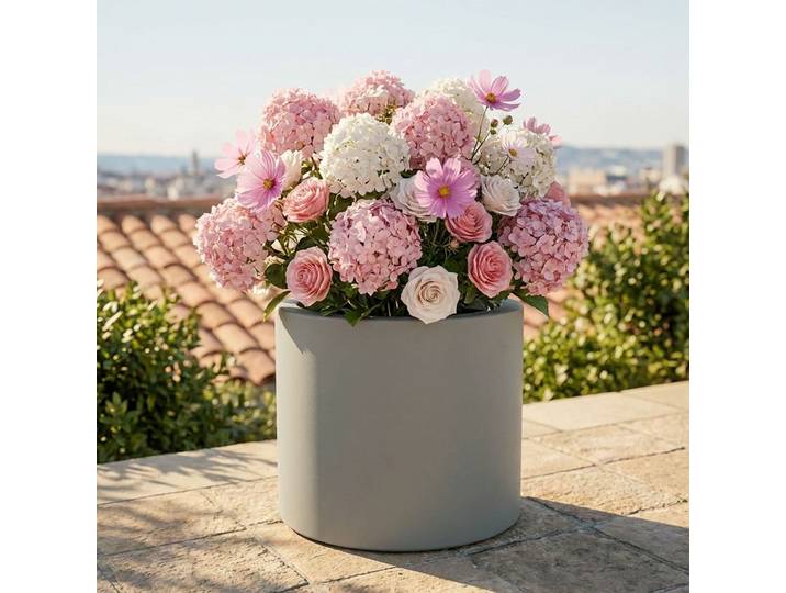 Blumentopf 19L aus Kunststoff, Ø38cm, beton-grau