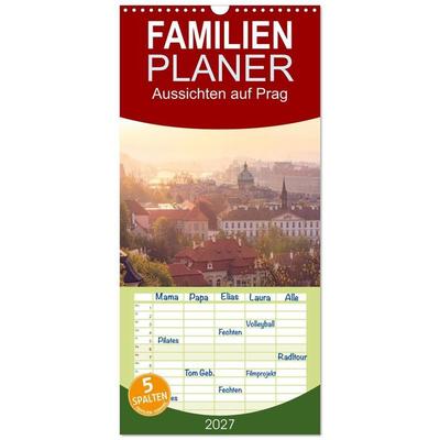 Familienplaner 2027 - Aussichten auf Prag mit 5 Spalten (Wandkalender, 21 x 45 cm) CALVENDO
