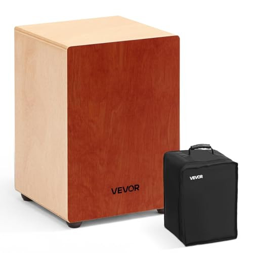 VEVOR Cajon Box Drum met interne gitaarsnaren en reistas, berkenhout, B/D/H: 30,5 x 30,5 x 43,2 cm