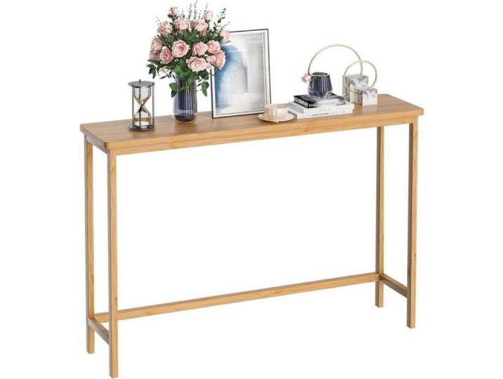 Console Meuble Table Console Fine en Bambou Petite Table de Présentation Table d'Entrée Bout de Canapé Table d'Appoint