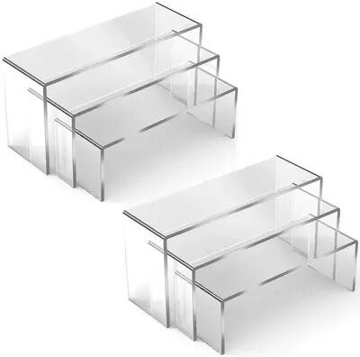 Perfect Picks Market Clear Acrylic Display Stand U Shaped Display Shelf For Jewelry, Cupcakes, Cosmetics & Collectibles 6pcs