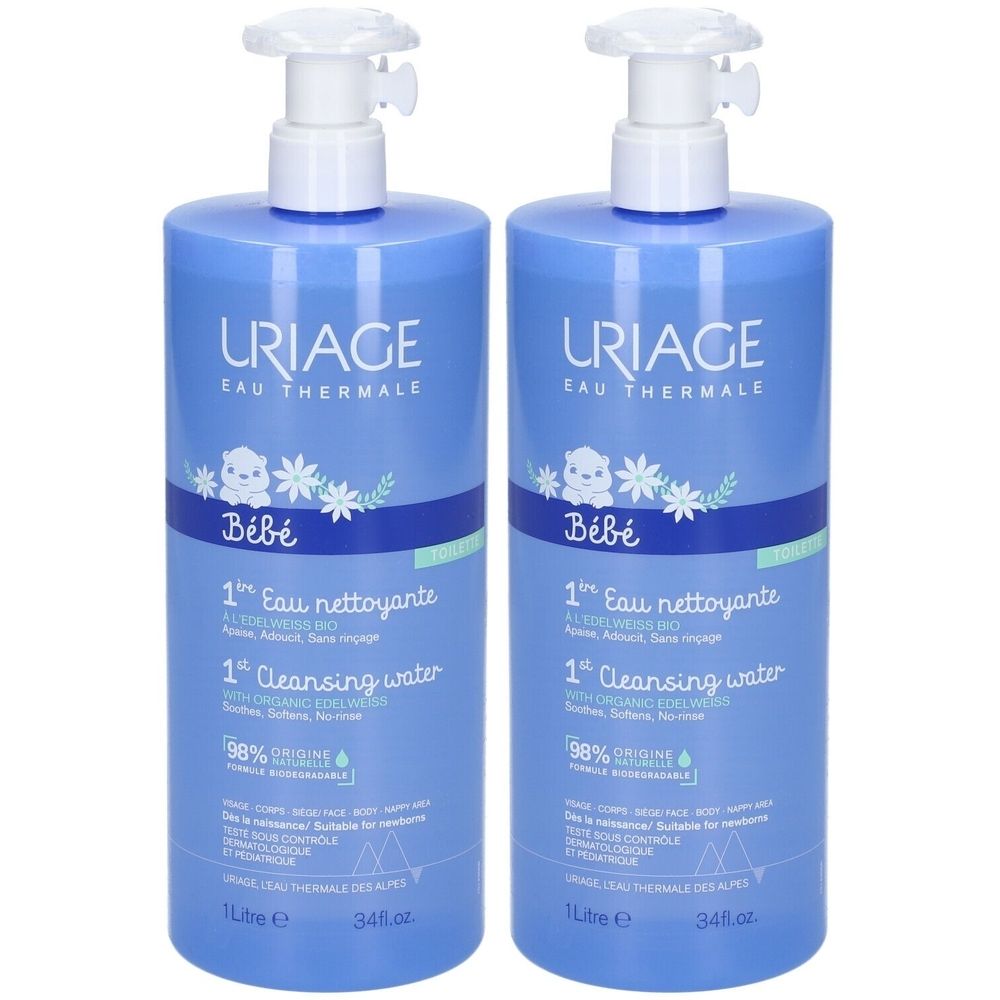 Uriage Baby 1st Cleansing Water with Organic Edelweiss x2 2x1 l Set