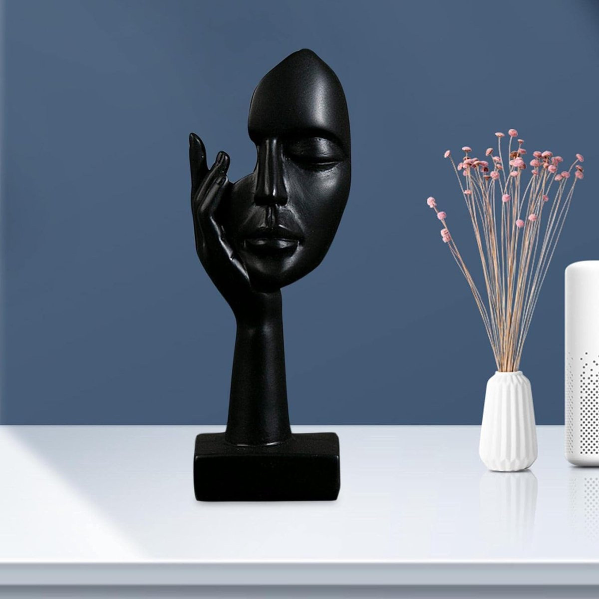 Decoratief beeld Vrouwen gezicht Abstract karakter Zwart Hoogte: 17 cm
