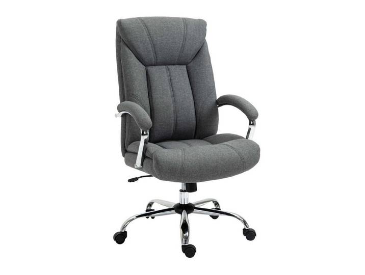MC Star Bürostuhl mit Wippfunktion ergonomischer Stuhl mit gepolsterte Armlehne (Kopfstütze höhenverstellbarer Schreibtischstuhl Drehstuhl mit Rückenlehne Nylon Grau 65 x 78 x 110-118 cm)