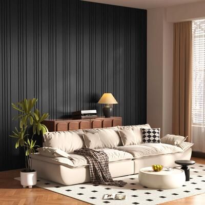 Hochwertiges "8 Pcs 24"" x 24"" Wood Slat Decorative Wall Paneling for Interior Cover 31 Sq. Ft."