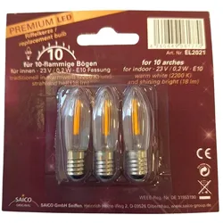 Saico Premium LED-Ersatzlampe/ Riffelkerze für 10-flammige Lichterbögen, Filament-LED, E10 Fassung