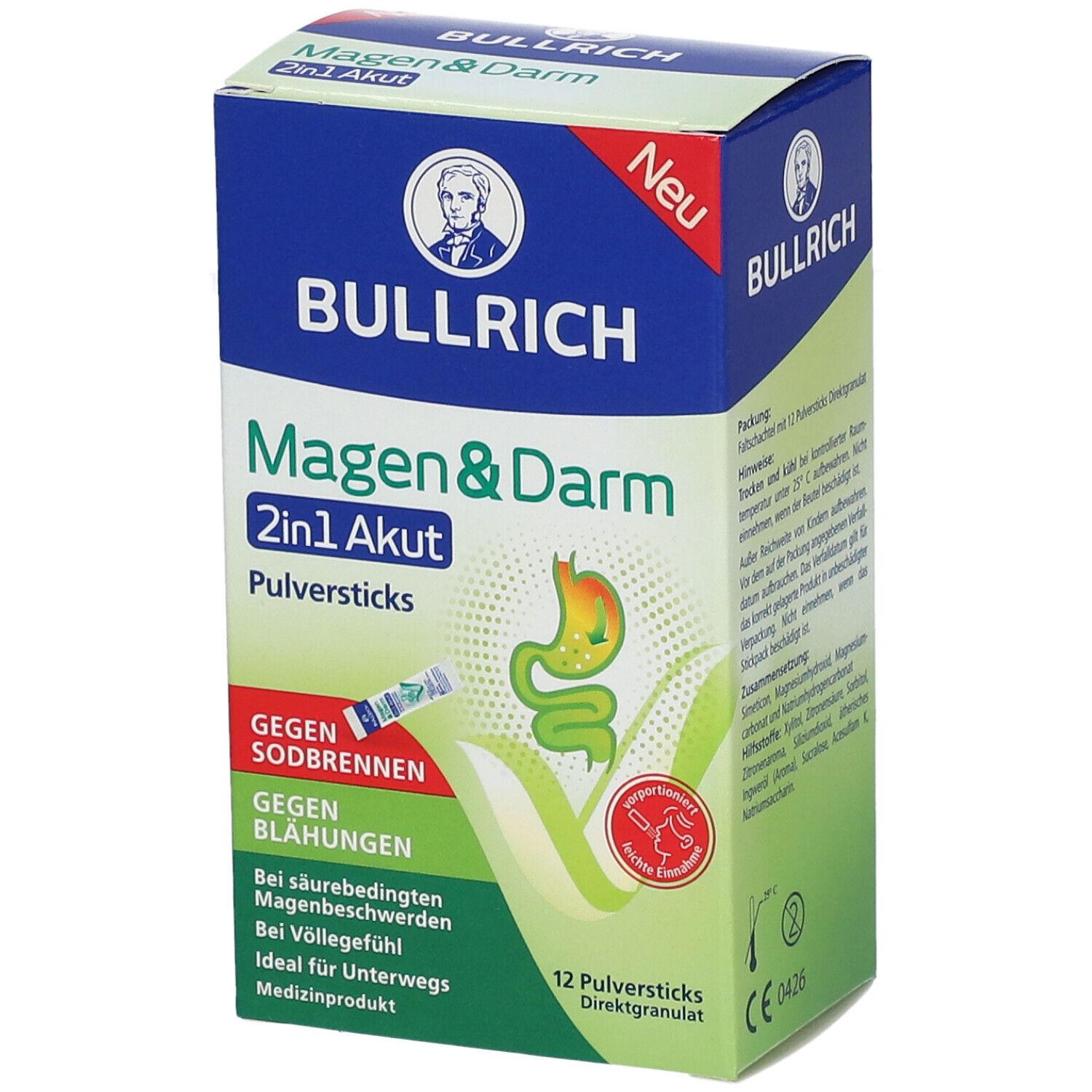 Bullrich Magen & Darm 2in1 Akut Pulver Sticks 12 St Beutel