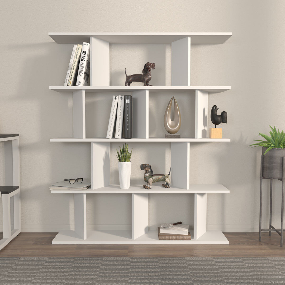 Latitude Run Liley-Rose 141 cm H x 120 cm W Standard Bookcase White