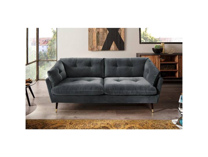 Mid.you 3-Sitzer-Sofa Japan-3S Sofa, Anthrazit, Uni, Füllung: Schaumstoffflocken, 207x84x93 cm, Stoffauswahl, Rücken echt, Wohnzimmer, Sofas & Couches, Sofas, 3-Sitzer Sofas