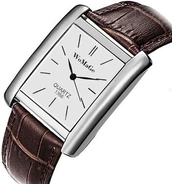 Inspire Select Vintage Square Leather Quartz Watch For Men & Women black White