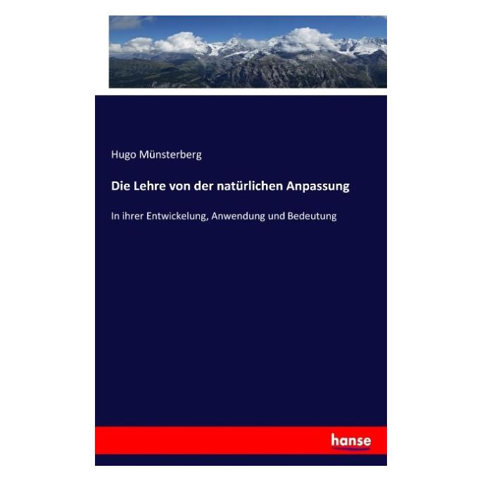 Hansebooks Die Lehre von der natürlichen Anpassung (Deutsch, Hugo Münsterberg, 2017) (55883194)
