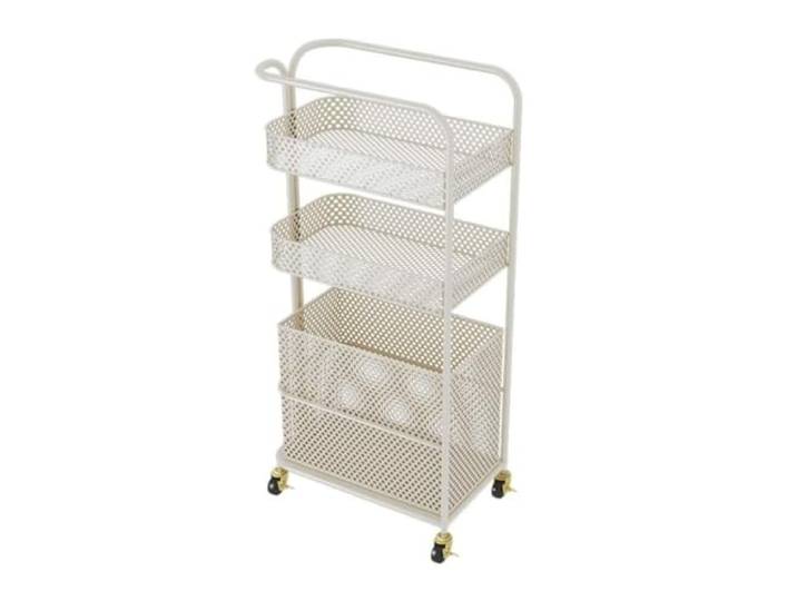 DFHetFH Rollwagen Rollbares Lagerregal Aus Metall Mit 3 Ebenen, Rollwagen Drahtgeflecht, Wäschewagen, Allzweckwagen, Aufbewahrungsorganizer Für Die Küche Küchenwagen(White)