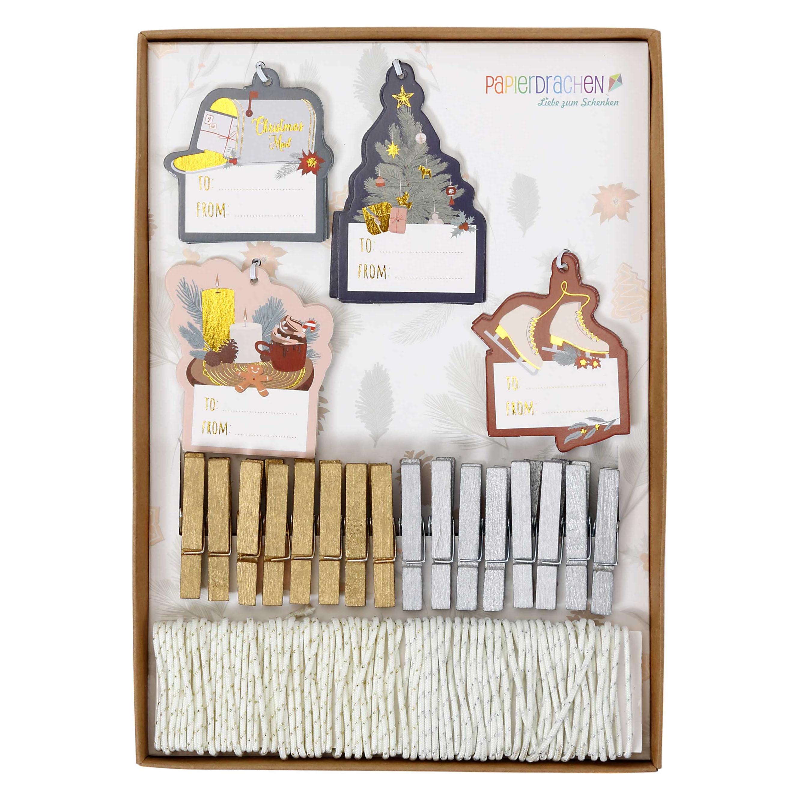Papierdrachen Verpackungsset zu Weihnachten (16x) (77420709)